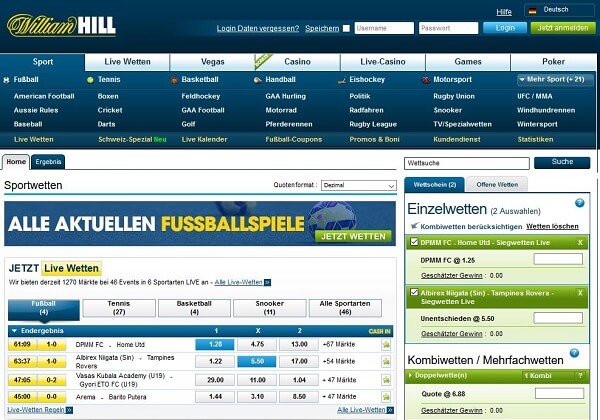 William Hill Wettseite