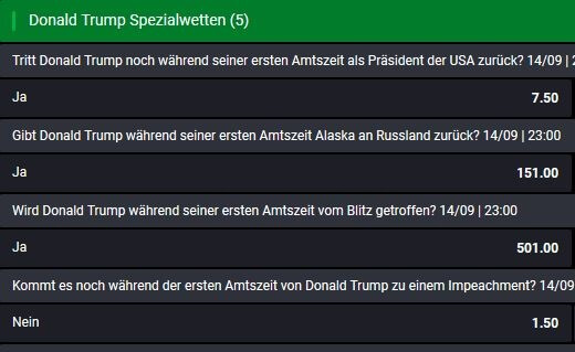 Trump Spezialwetten Bet90