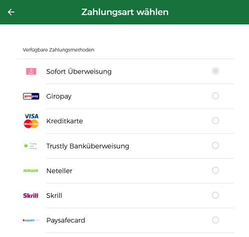 Einzahlungen bei Mr Green