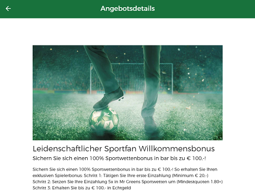 Neukundenbonus bei Mr Green