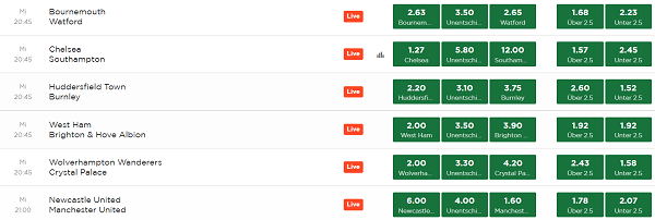 Screenshot Mr Green Premier League