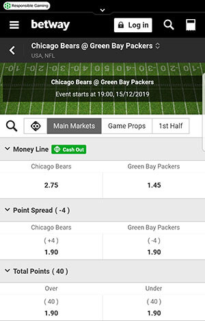 Bears vs Packers Quoten Betway