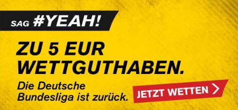 Bundesliga is back! 5€ Wettguthaben bei Interwetten