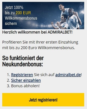 Neukunden Bonus AdmiralBet