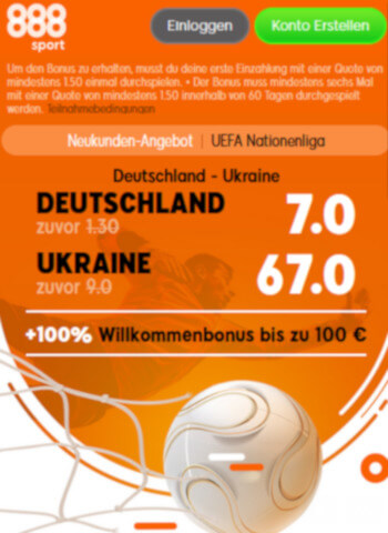 888Sport Quotenboost zu Deutschland - Ukraine