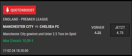 Intertops Quotenboost zu ManCity vs. Chelsea