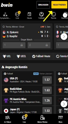 Bwin Registrierung mobil