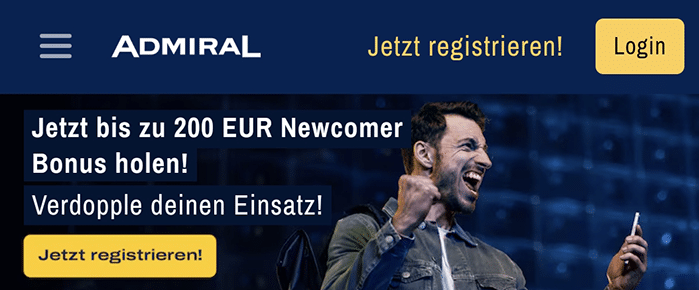 90 Euro Jokerwette plus 10 Euro Freebet Neukundenbonus AdmiralBet