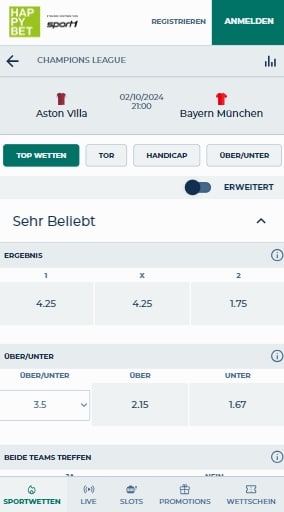 HAPPYBET Quoten