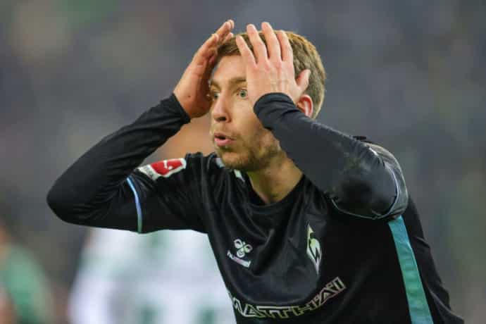 Tipy odborníků Bundesliga 11. zápas Na obrázku je Mitchell Weiser z Werderu Brémy (© dpa picture alliance / Alamy Stock Photo)