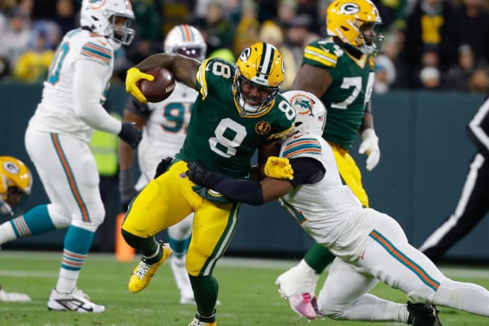 Lions Packers Tipp Bild zeigt Josh Jacobs © Cal Sport Media / Alamy Stock Photo