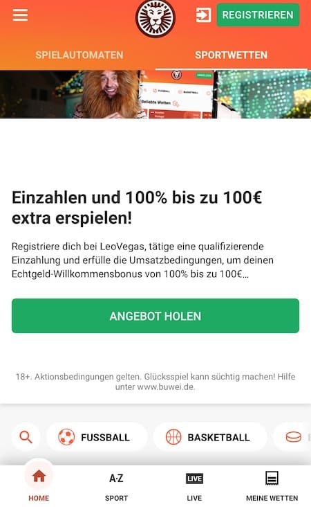 LeoVegas registrieren