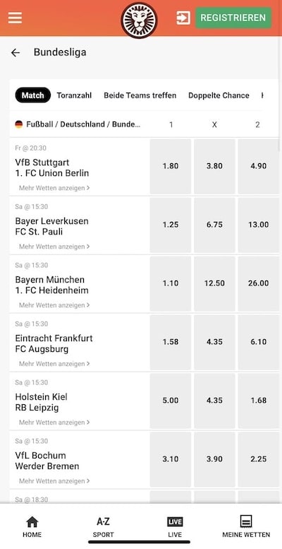 LeoVegas Bundesliga Wetten