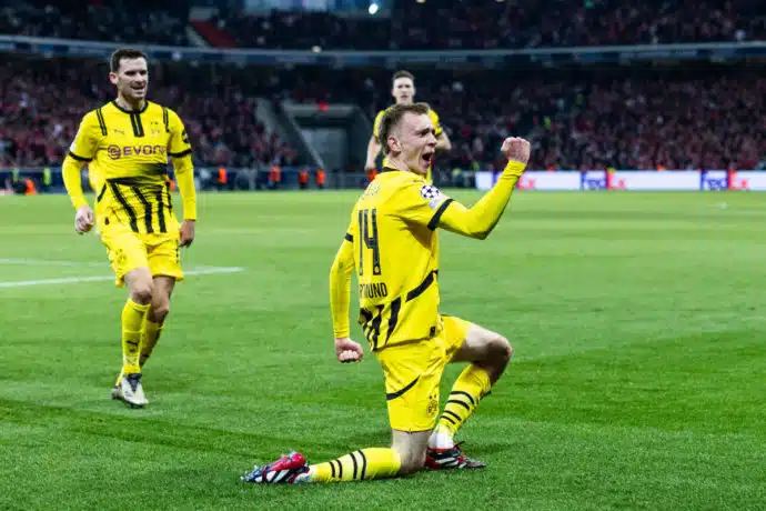 Odborníci Bundesliga Prognass 26. Matchday Obrázek ukazuje Maximilian Beier (© Mika Volkmann / Alamy Reklamní fotografie)