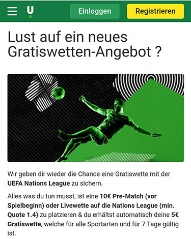 Unibet 5€ Gratiswette