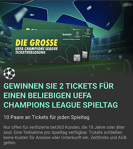 Bet365 Champions League Ticketverlosung