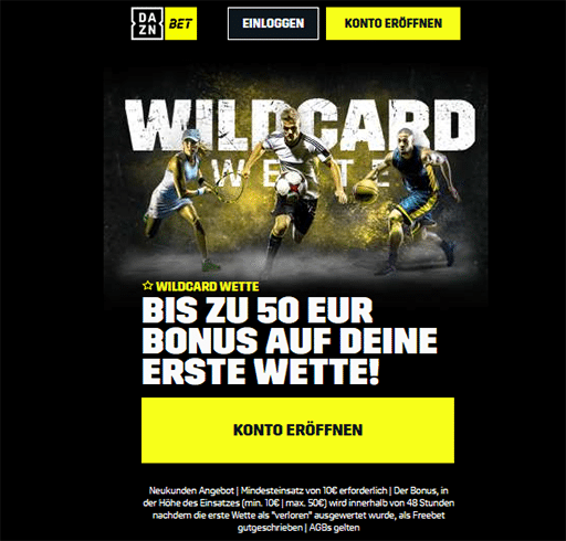 DAZN Bet: 50€ Wildcard Wette als Bonus