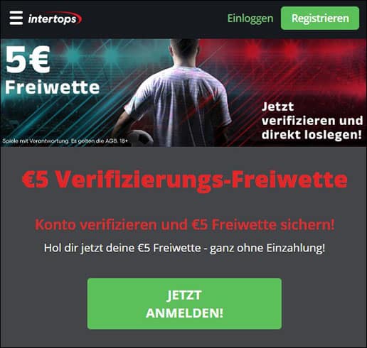 5 Euro Freebet ohne Einzahlung