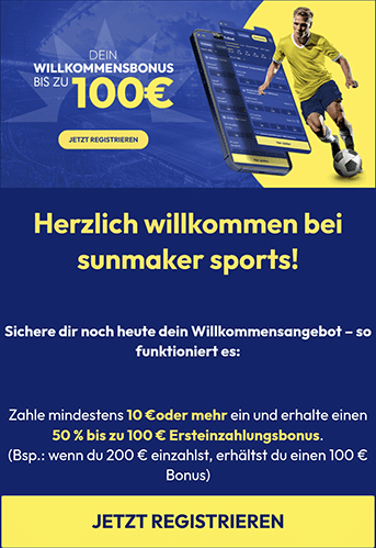 100 Euro Neukundenbonus Sunmaker